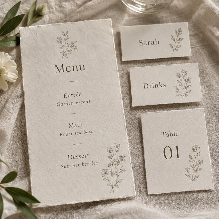 The Jardin Table Collection — French Romance stationery preview