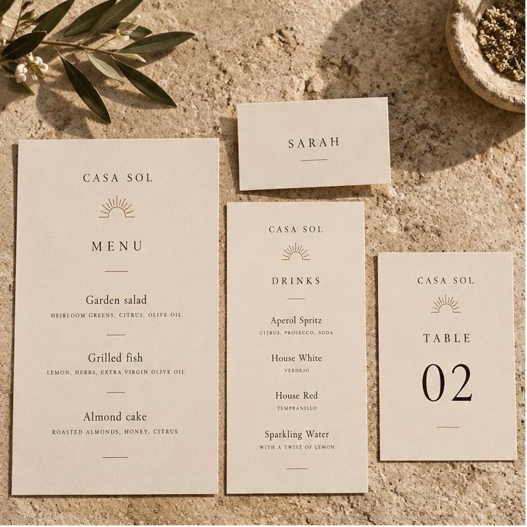 The Casa Sol Table Collection — Spanish Romance stationery preview