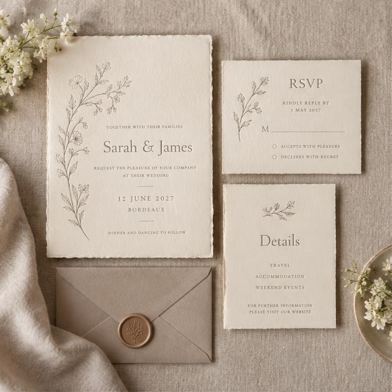 The Bordeaux Invitation Suite — French Romance stationery preview