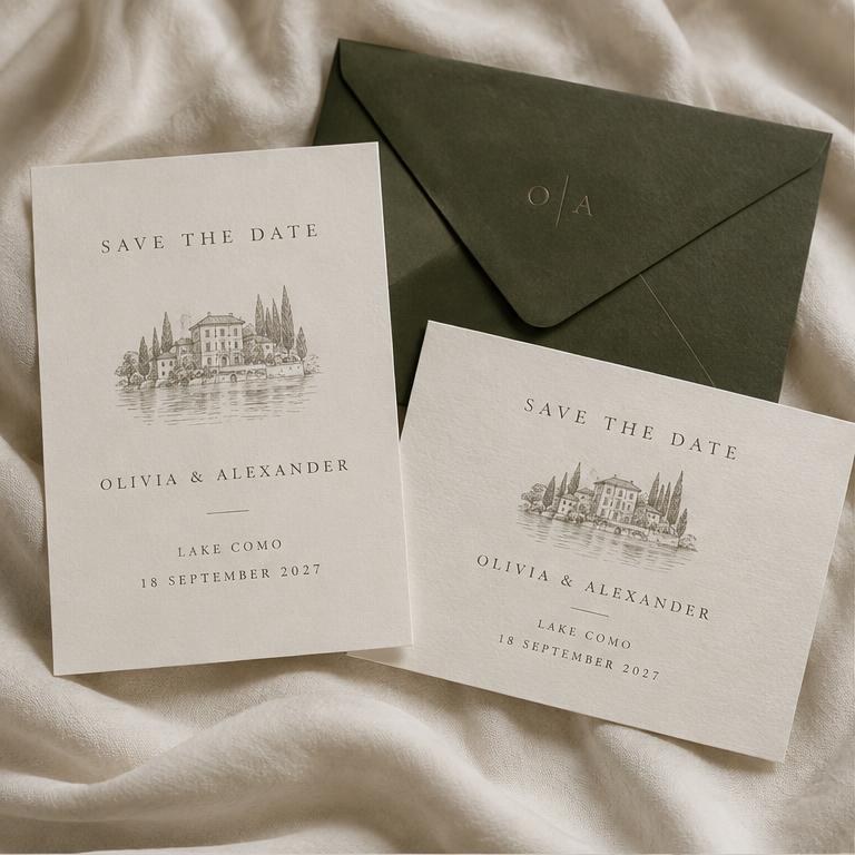The Como Save the Date — Italian Elegance stationery preview